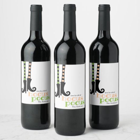 Cute Witch Stockings Boots Hocus Pocus Halloween Wijn Etiket (Flessen)
