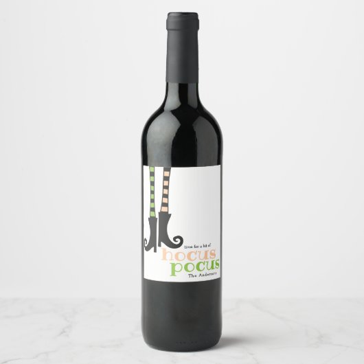 Cute Witch Stockings Boots Hocus Pocus Halloween Wijn Etiket (Voorkant)