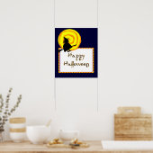 Cute Witch Swirly Moon Happy Halloween Poster (Keuken)
