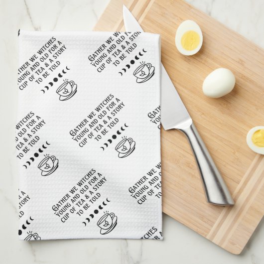 Cute Witch Tea Gathering Kitchen Towel Theedoek (Quarter Fold)