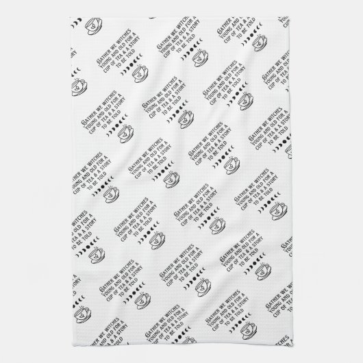 Cute Witch Tea Gathering Kitchen Towel Theedoek (Verticaal)