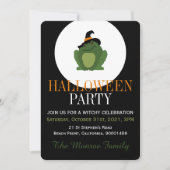 Cute Witch Toad, Halloween Party Invitation Kaart (Voorkant)