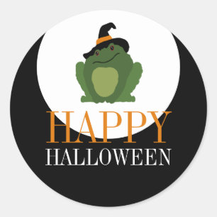 Cute Witch Toad, Halloween Ronde Sticker