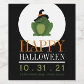 Cute Witch Toad, Happy Halloween Wijn Etiket (Enkel label)