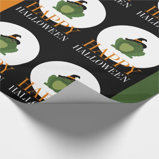 Cute Witch Toad, Happy Halloween Wrapping Paper Cadeaupapier (Hoek)