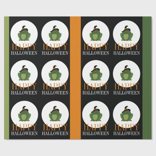Cute Witch Toad, Happy Halloween Wrapping Paper Cadeaupapier (Vlak)