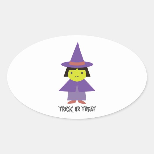 Cute Witch - Trick or treat Ovale Sticker (Voorkant)
