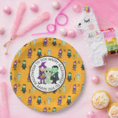 Cute Witch, Vampire en Mummy Halloween Party Papieren Bordje (Feest)