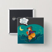 Cute Witch Vierkante Button 5,1 Cm (Voorkant /achterkant)