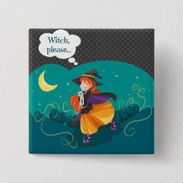 Cute Witch Vierkante Button 5,1 Cm