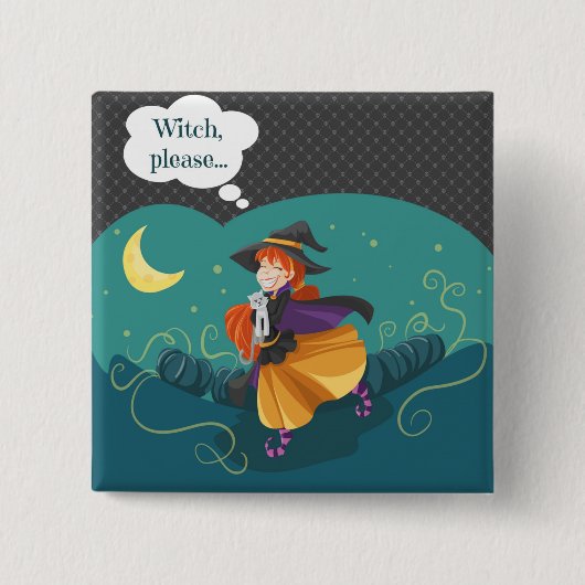 Cute Witch Vierkante Button 5,1 Cm (Voorkant)