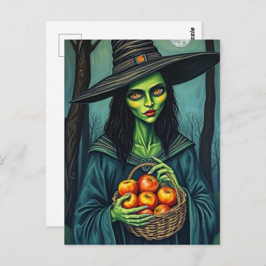 Cute Witch With Apples Briefkaart (Voorkant / Achterkant)