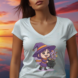 Cute Witch with Candy - Halloween Cute Design T-shirt