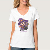 Cute Witch with Candy - Halloween Cute Design T-shirt (Voorkant)