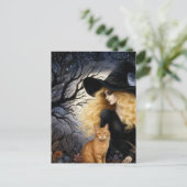 Cute Witch With Her Ginger Kitty Briefkaart (Staand voorkant)