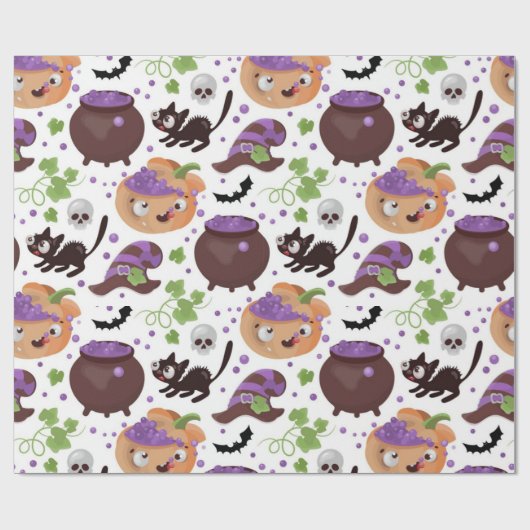 Cute Witches Brew Halloween Pattern Cadeaupapier (Vlak)