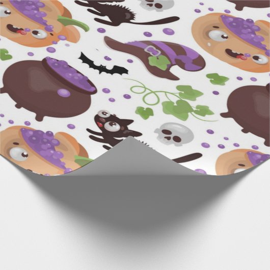Cute Witches Brew Halloween Pattern Cadeaupapier (Hoek)
