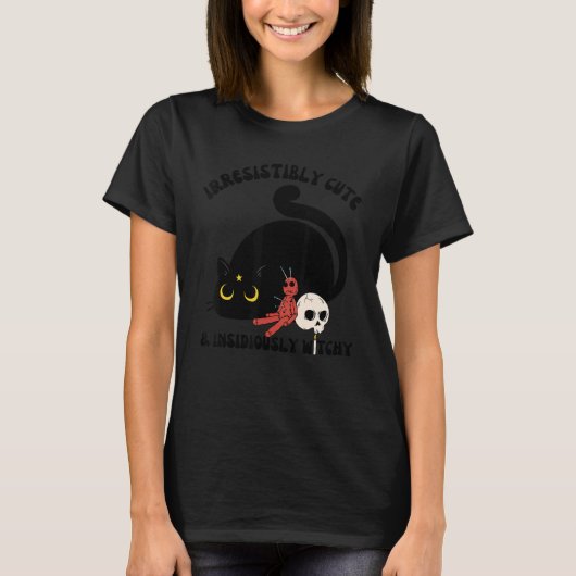 Cute Witchy Cat Halloween Black Cat Spooky Witch T-shirt (Voorkant)