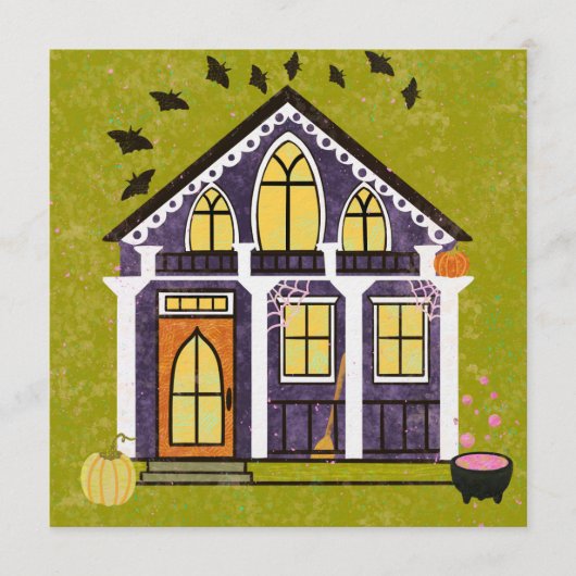 Cute Witchy Haunted Halloween Cottage Kaart (Voorkant)