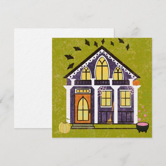 Cute Witchy Haunted Halloween Cottage  Kaart (Voorkant / Achterkant)