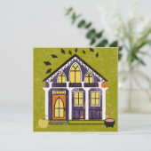 Cute Witchy Haunted Halloween Cottage Kaart (Staand voorkant)
