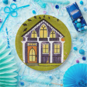 Cute Witchy Haunted Halloween Cottage  Papieren Bordje (Feest)