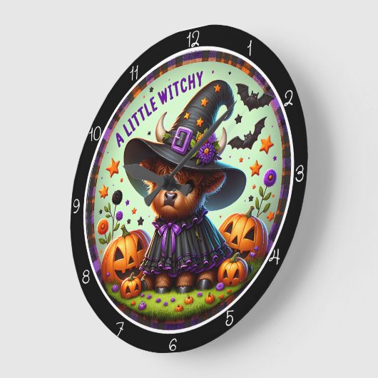 Cute Witchy Highland Cow  Grote Klok (Hoek)