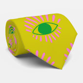 Cute Witchy Mystical Eye Geel Roze Groen Stropdas (Opgerold)