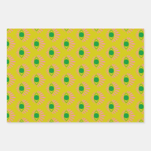 Cute Witchy Mystical Eye in Yellow Pink Green Inpakpapier Vel (Voorkant 3)