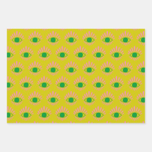 Cute Witchy Mystical Eye in Yellow Pink Green Inpakpapier Vel (Voorkant 2)
