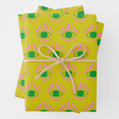 Cute Witchy Mystical Eye in Yellow Pink Green Inpakpapier Vel (In situ)