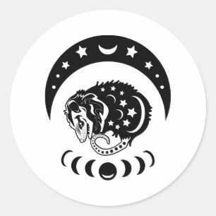 Cute Witchy Opossum Ronde Sticker