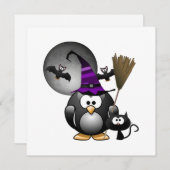 Cute Witchy Penguin met Halloween Scene Kaart (Voorkant / Achterkant)