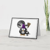 Cute Witchy Penguin met Halloween Scene Kaart (Voorkant)