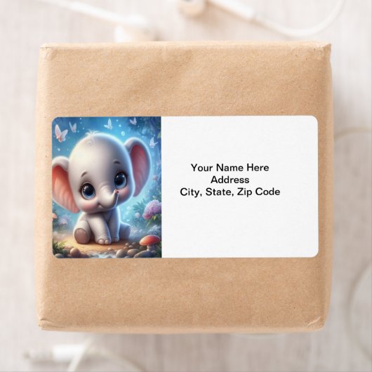 Cute Witte Baby Olifant Bloem Labels (Insitu)