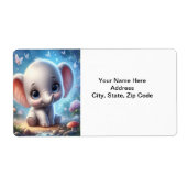 Cute Witte Baby Olifant Bloem Labels (Voorkant)