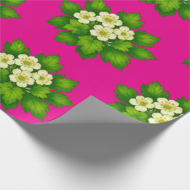 Cute witte bloemen en groene bladeren Inpakpapier