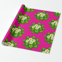 Cute witte bloemen en groene bladeren Inpakpapier