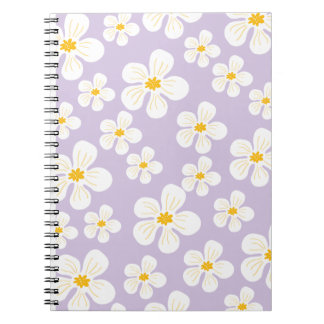 Cute Witte Bloemen Ontwerp voor Terug naar School Notitieboek