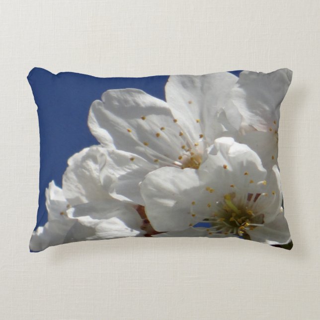 Cute Witte Bloemen Worp Kussen (Voorkant)