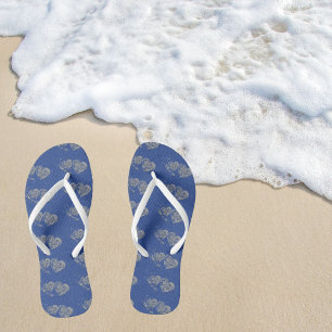 Cute Witte Dubbele Hart Blauwe Paar Slippers Teenslippers