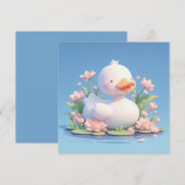 Cute Witte Eend in 3D Klei Bloem Vijver Ansichtkaa (Voorkant / Achterkant)