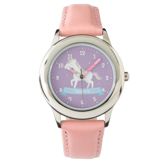 Cute Witte Eenhoorn Meisjes Horloge (Voorkant)