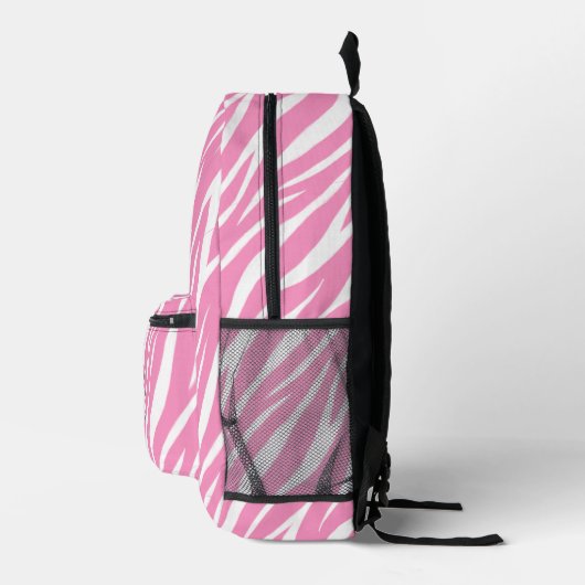 Cute witte en roze patroon zebraprint monogram bedrukte rugzak (Rechts)
