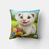 Cute Witte Fret Bloementuin Decoratie Kussen (Achterkant)