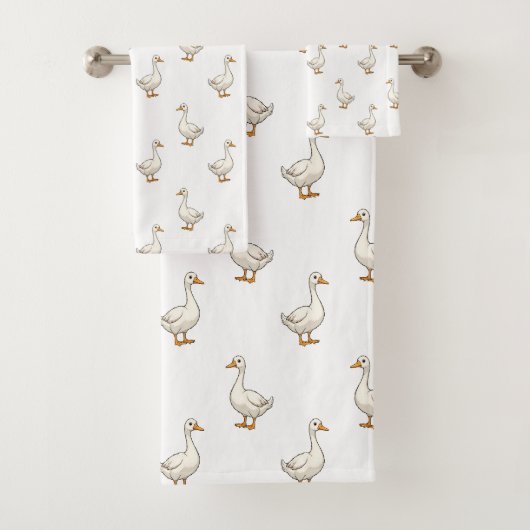 Cute Witte Gans Patroon Bad Handdoek (Insitu)