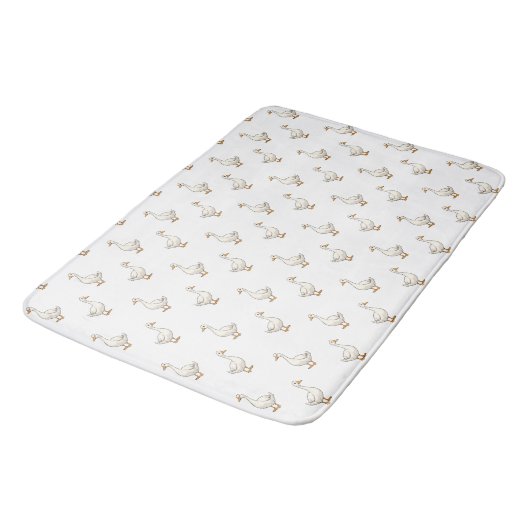 Cute Witte Gans Patroon Badmat (Gekanteld)