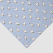 Cute Witte Gans Patroon Blauw Tissuepapier (Detail)