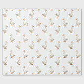 Cute Witte Gans Patroon Cadeaupapier (Vlak)