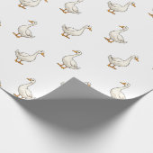 Cute Witte Gans Patroon Cadeaupapier (Hoek)